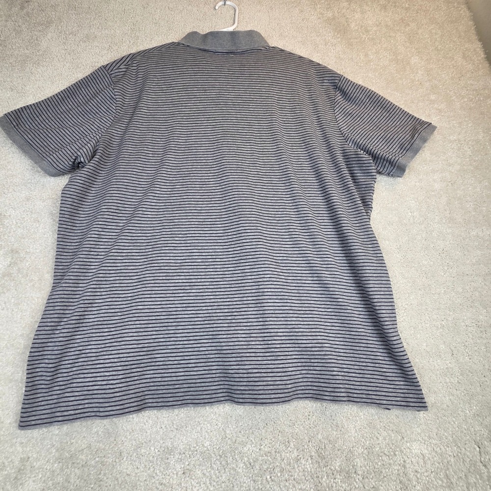 Polo Ralph Lauren Shirt Mens XXL Gray Navy Stripe Short Sleeve Pony Cotton - Picture 3 of 8